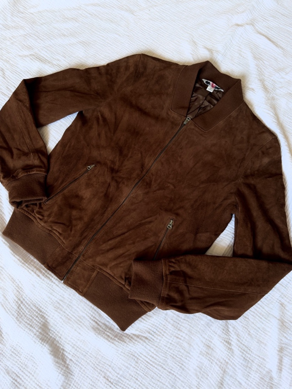 Vintage L.L. Bean Brown Suede Bomber Jacket - Picture 1 of 11